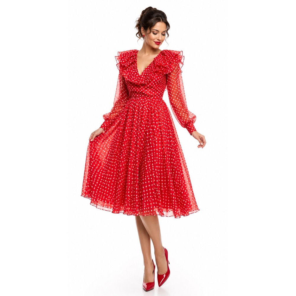 Jack Bryan Chiffon Dress 50s Feminine Valentine Romantic Swing Retro Love Pinup